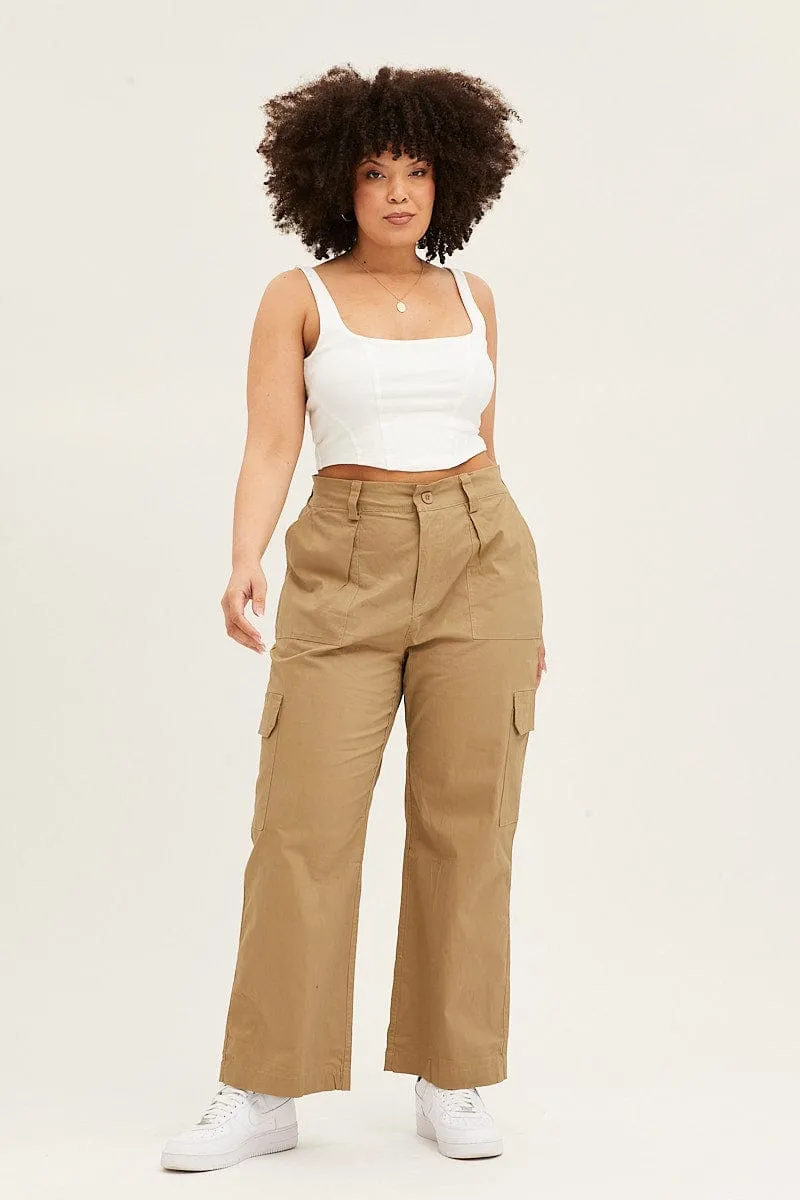 Chic Vibe Built-in shorts Green Mid Rise Wide Leg Cargo Pants