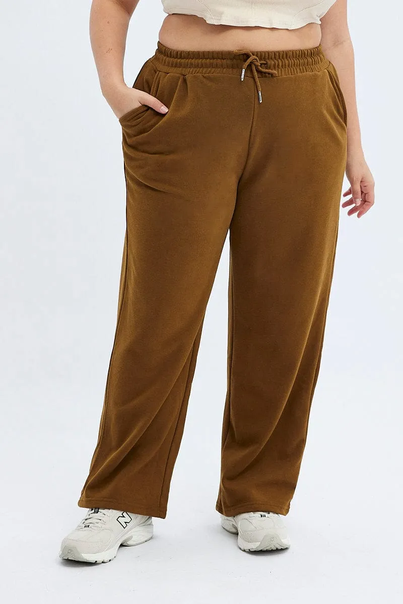 Brown Wide Leg Jogger Pants Perfect Look Convertible legs