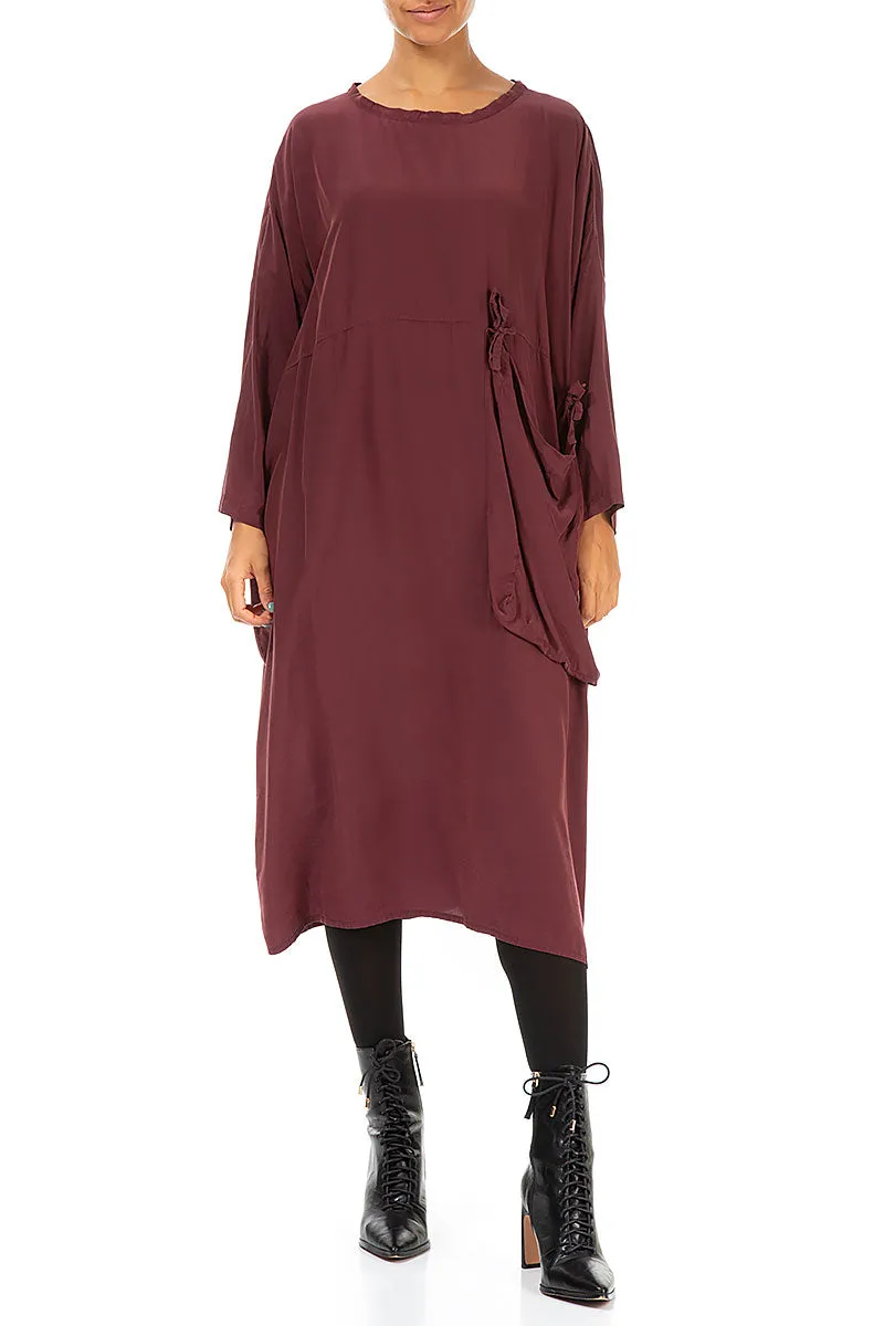 Reuse Mode Large Side Pocket Merlot Silk Bamboo Dress