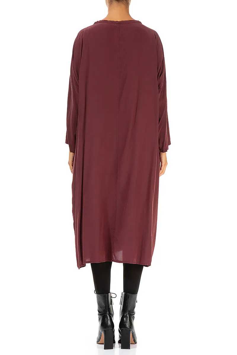 Seamless construction Large Side Pocket Merlot Silk Bamboo Dress