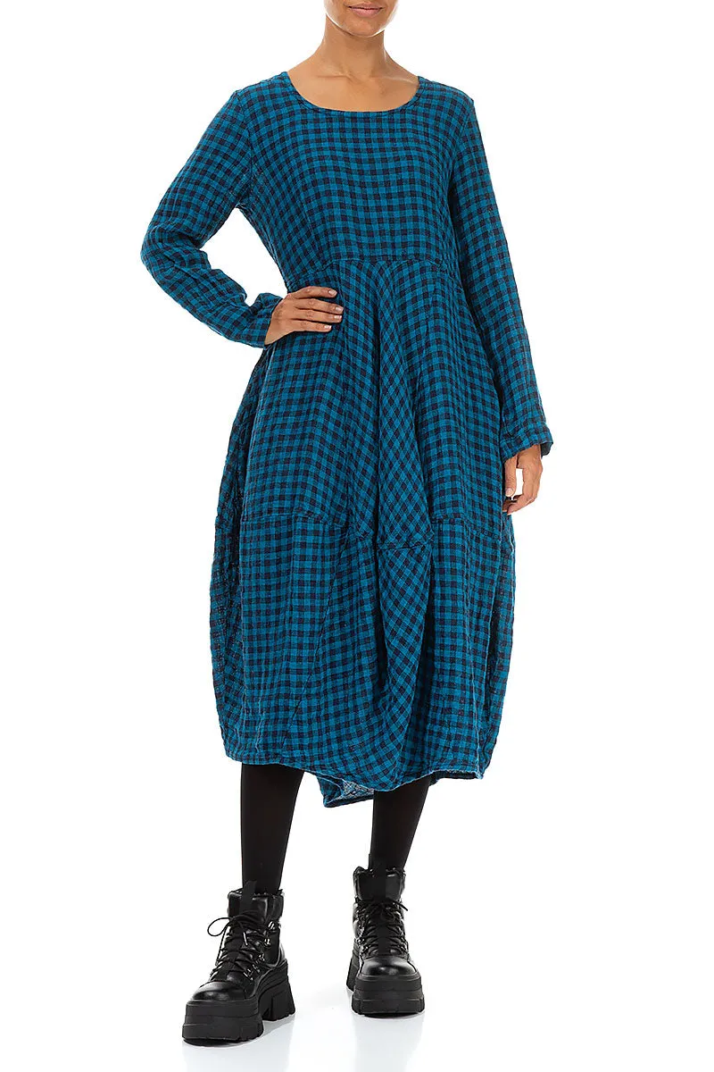 Craft Edge Balloon Blue Check Linen Dress