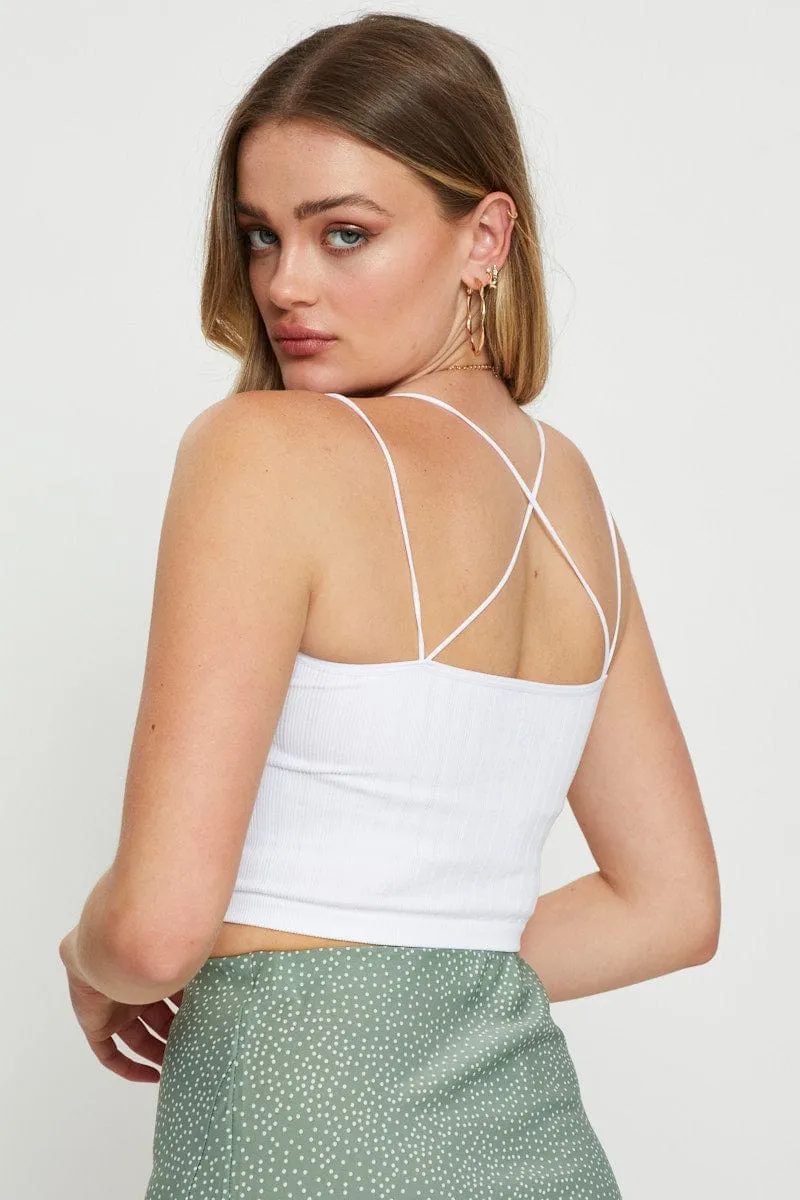 Bright Color White Bralette Top Seamless Crop