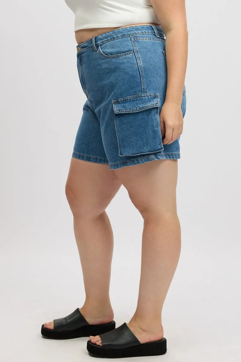 Denim Cargo Shorts High Rise Flash Core Hotel Style