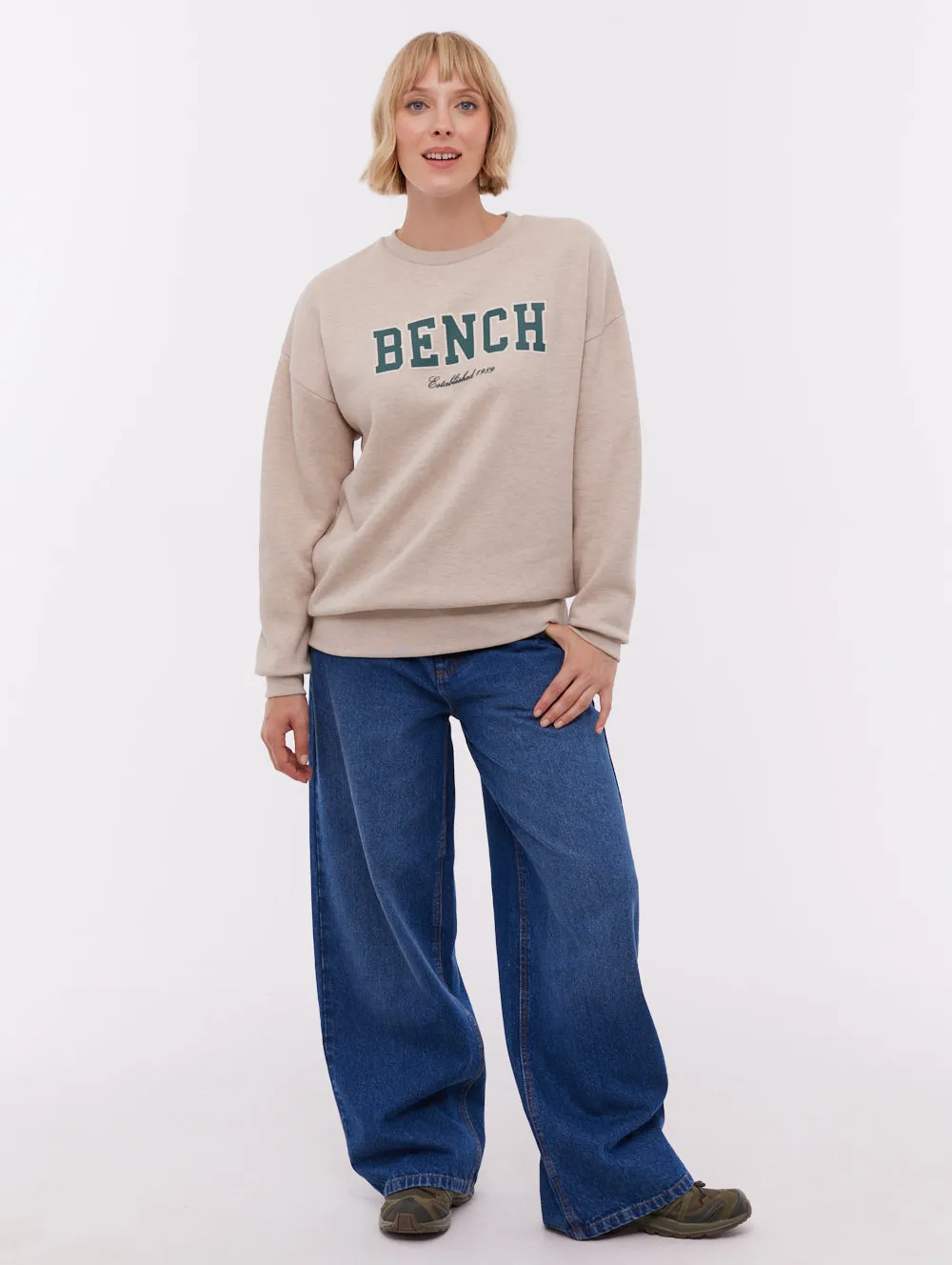 NonIrritating Seams Ercie Collegiate Crew Neck - Beige