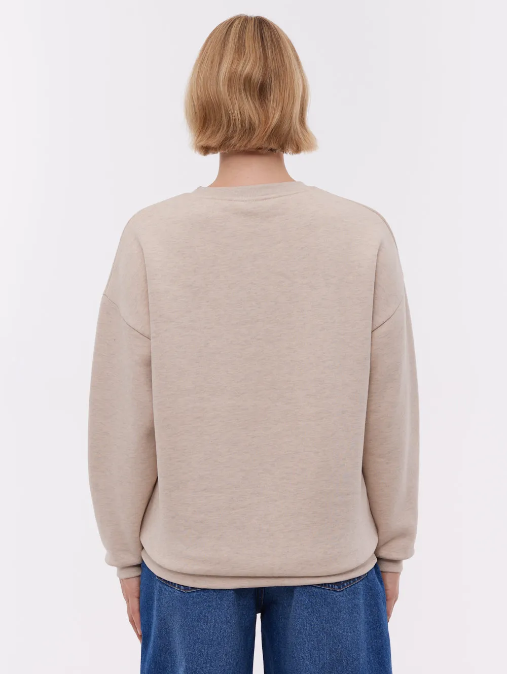 Ercie Collegiate Crew Neck - Beige LayeredPaneling Lightweight Layering