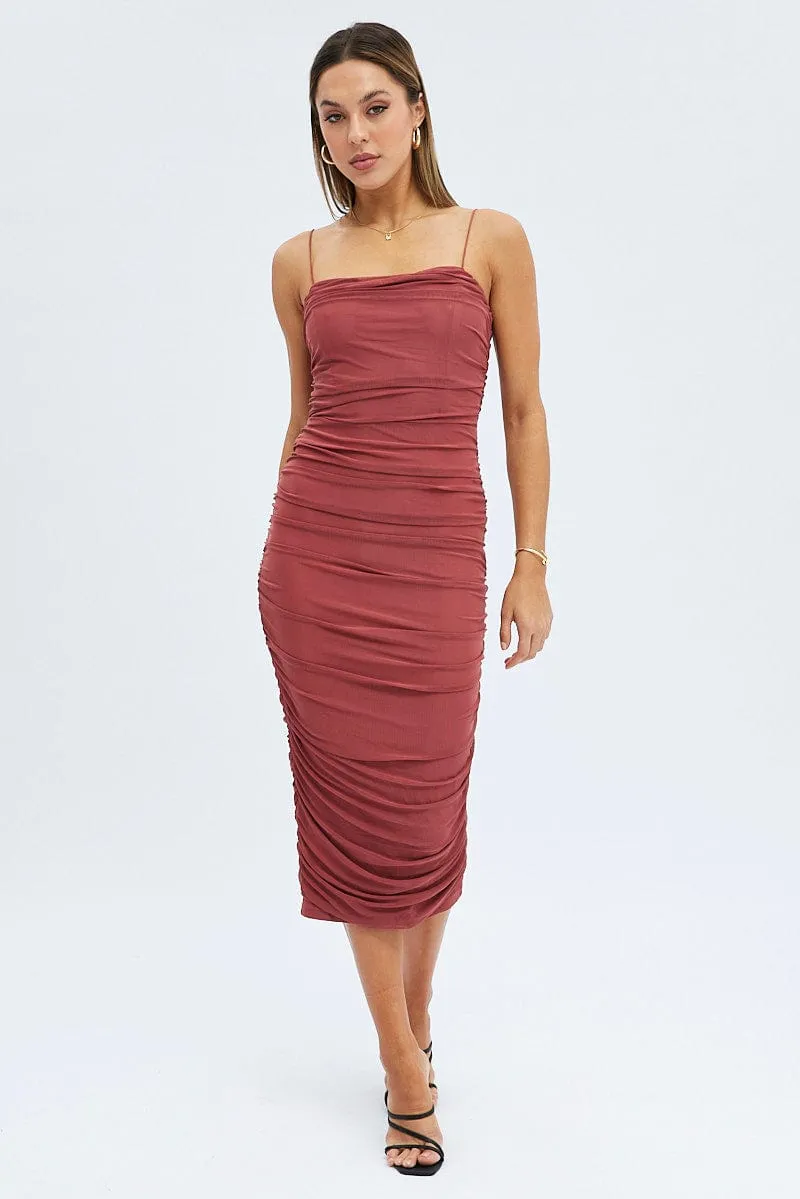 Purple Bodycon Dress Rushed Midi Mesh Athletic Apparel