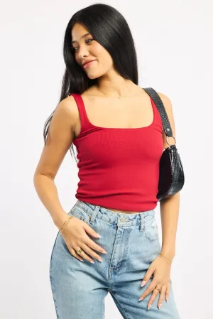 Lake Glow Lightweight sweater Red Tank Top Double Layered Rib