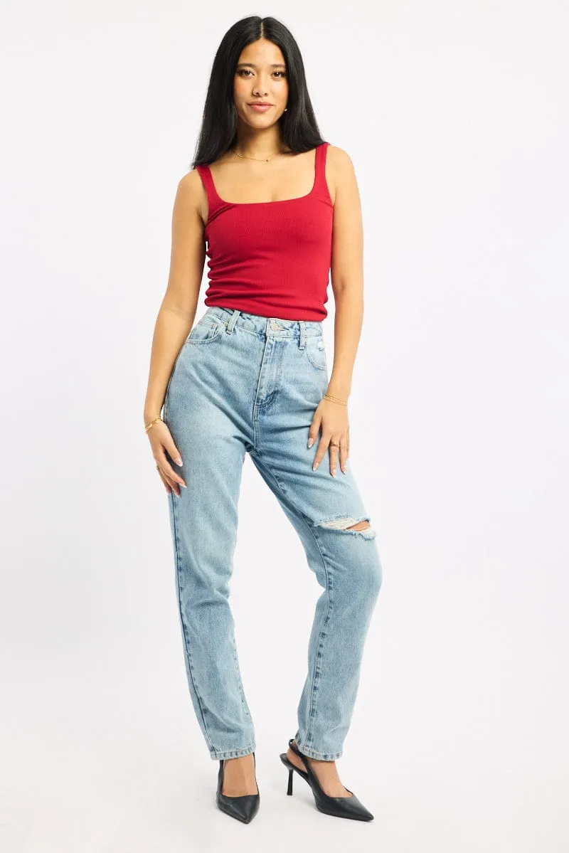 AntiStaticTechnology Red Tank Top Double Layered Rib