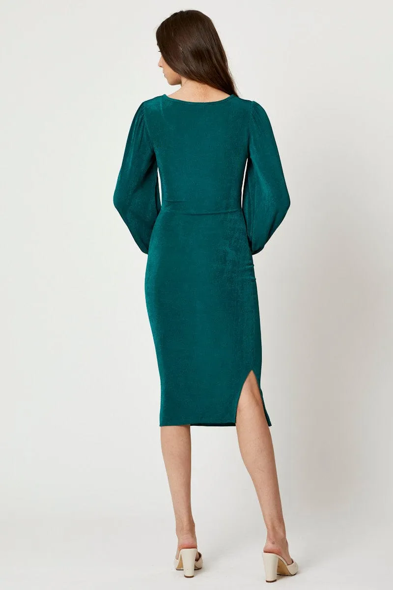 Green Slinky Jersey Cut Out Dress Run Core