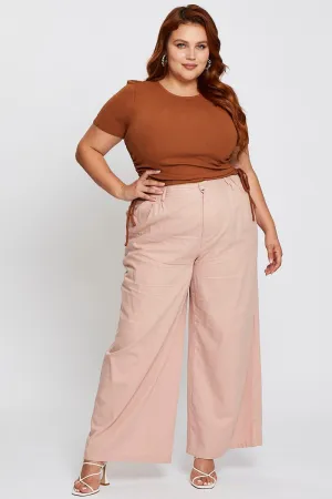 Pink High Waist Wide Leg Pant Simple and Cozy