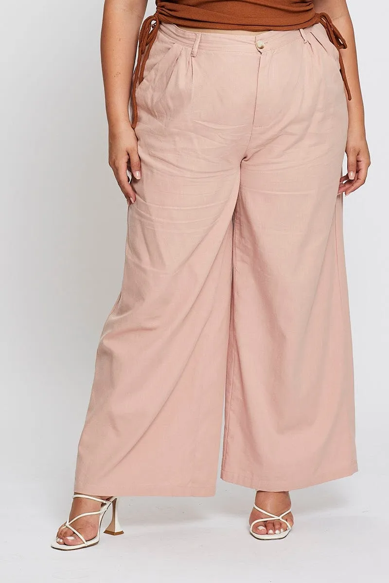 Pink High Waist Wide Leg Pant Moisture Lock Technology Double Stitched Seams