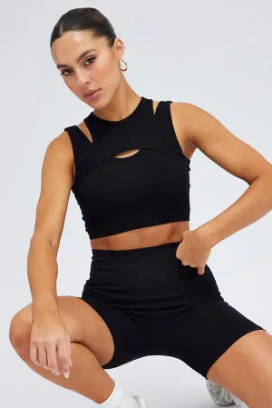 Formal Attire Black Top Tank Twofer Sleeveless Seamless