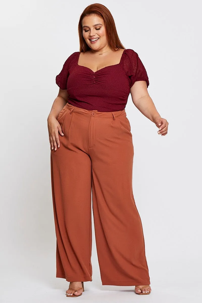 CompressiveFitFabric 4Way Stretch Red Bodysuit Short Sleeve Textured Gathered Bust