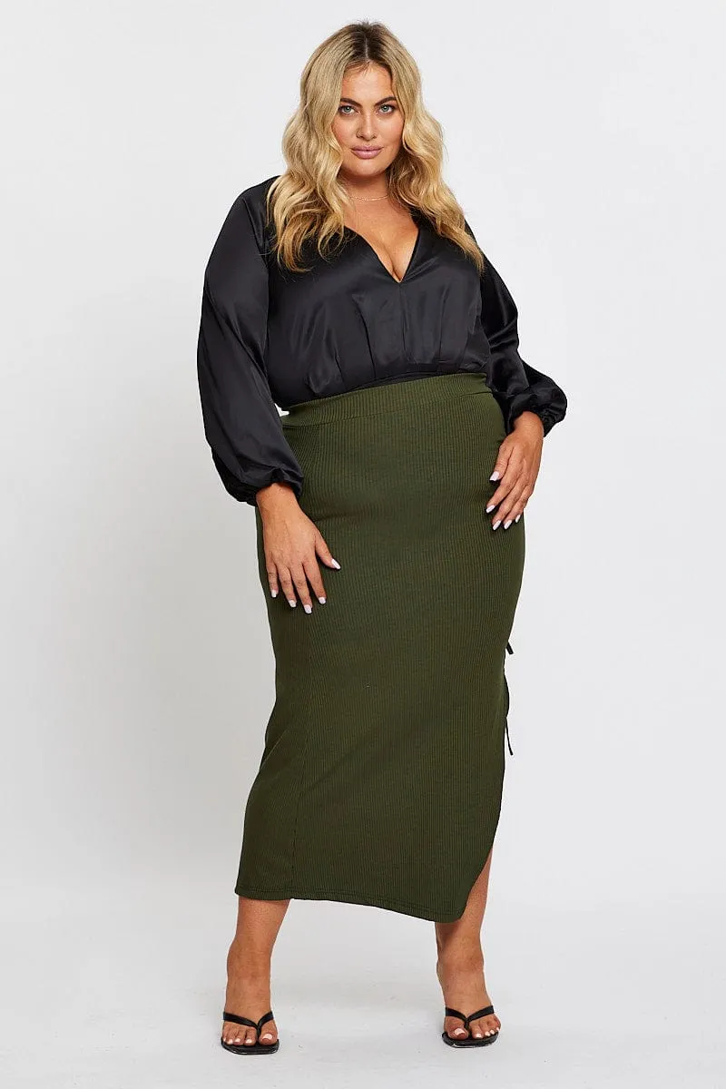 Functional Fashion Black Long Sleeve Deep V-neck Bodysuit