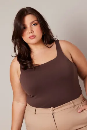 Brown Tank Top Square Neck Supersoft Winter Fashion