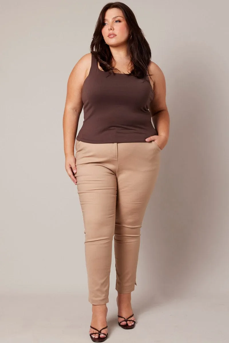 Brown Tank Top Square Neck Supersoft Classic Suit