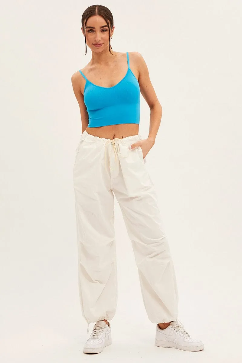 Blue Crop Singlet Top Seamless Teacher Chic