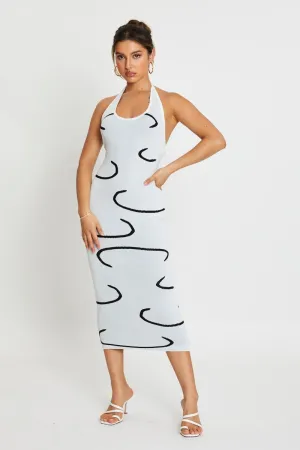 White Bodycon Dress Midi Halter Neck Casual Pants