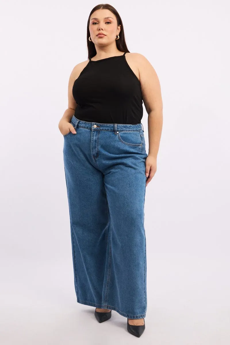 Black Tank Top High Neck Organic Ease