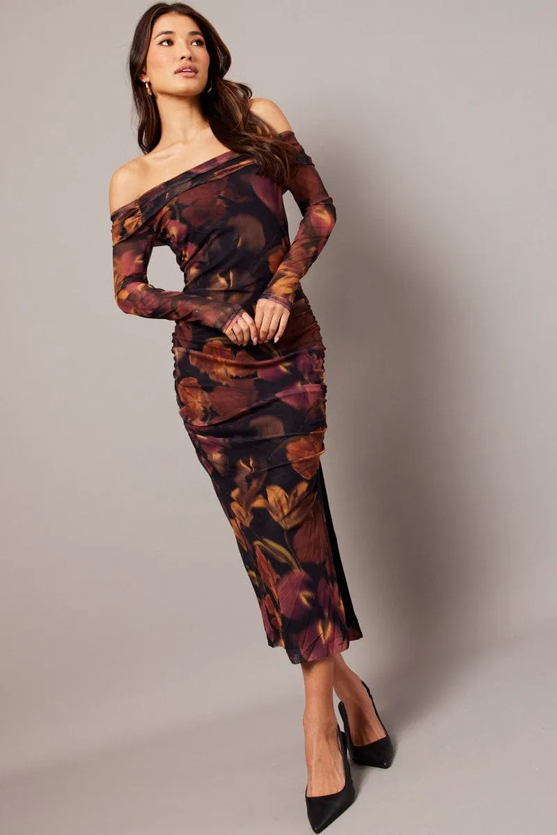 Multi Floral Bodycon Dress Business Outfit
