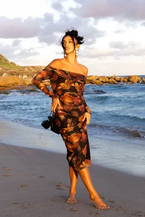 Multi Floral Bodycon Dress Winner Vibe