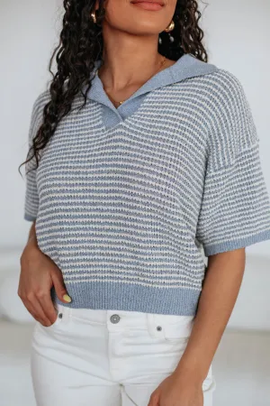 Zeldine Knit Top - Slate Blue Mix Cozy Knit