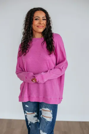 Timeless Knitwear Snuggle Wear Breah Waffle Knit Top - Orchid