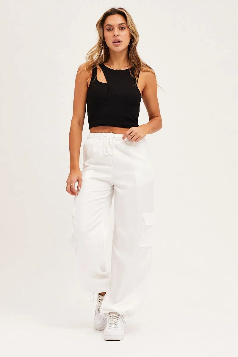 Black Rib Sleeveless Asymmetric Cut Out Tank Top Strong Glow Prince Core