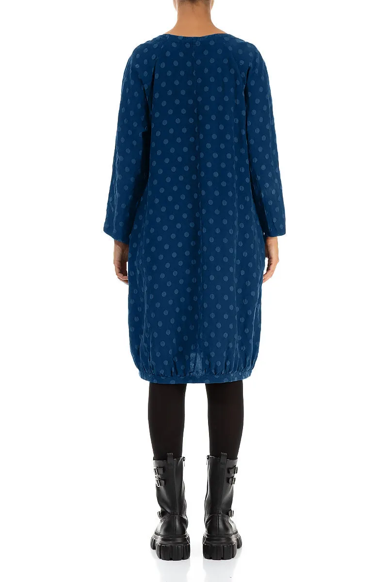 Chic Design World Glow Dotty Royal Blue Balloon Silk Dress