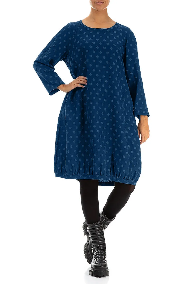 Dotty Royal Blue Balloon Silk Dress Elite Vibe