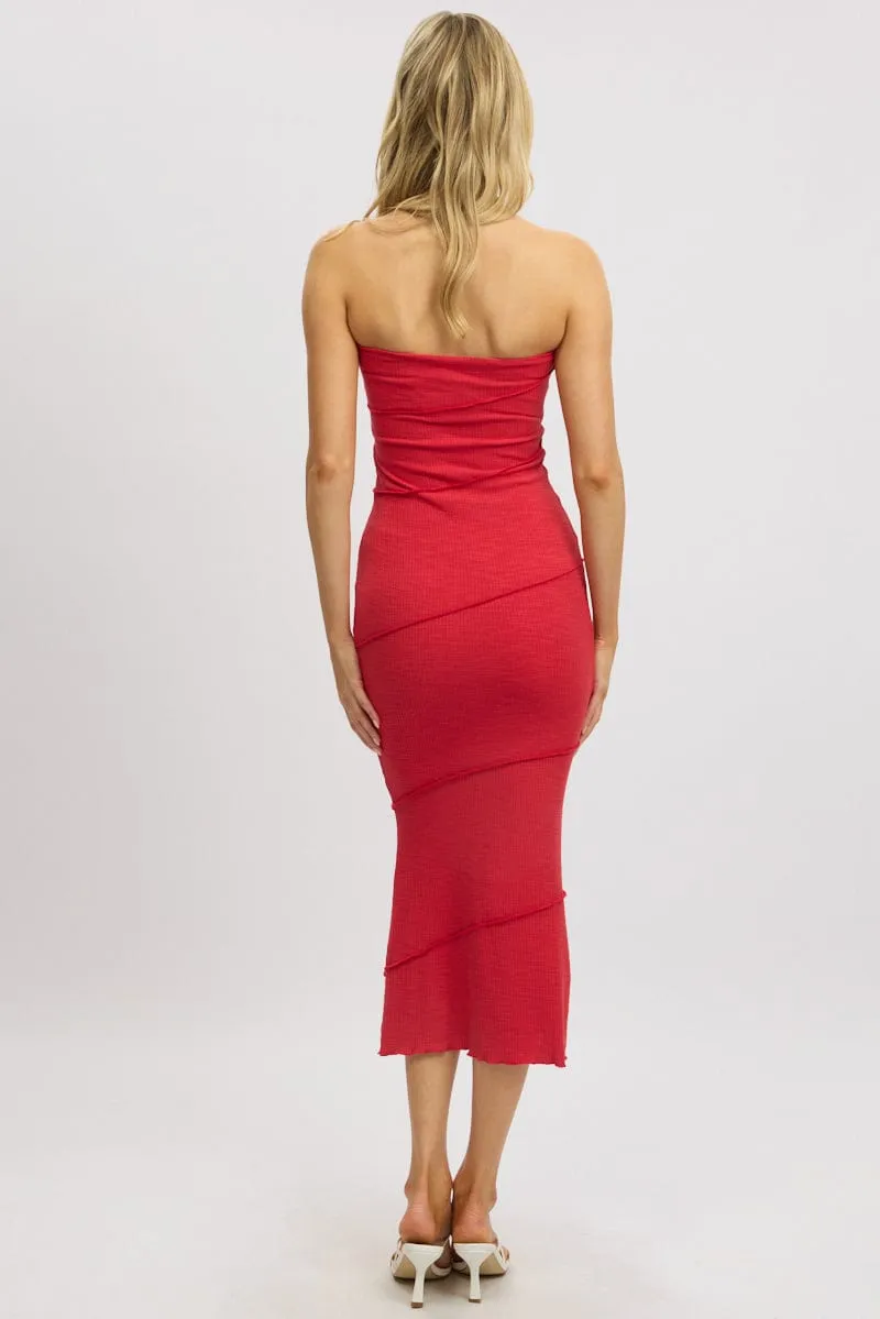Red Bodycon Dress Midi Strapless Cozy Pajamas