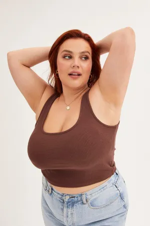 Concert Vibe Brown Tank Top Sleeveless Round Neck