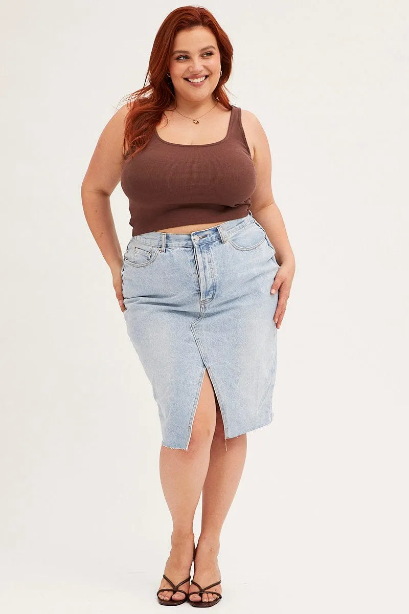Brown Tank Top Sleeveless Round Neck Bead Soul NonChafe