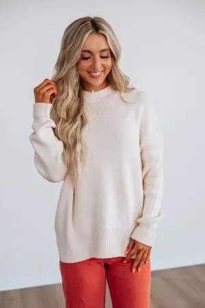 Chelsea Mock Neck Sweater - Natural Trendy Winter