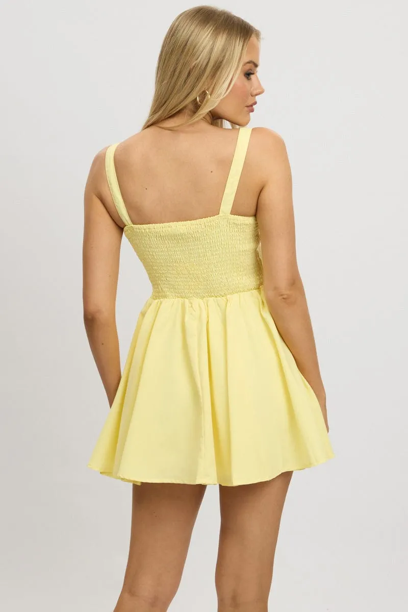 Outdoor Footwear Yellow Fit And Flare Dress Corset Detail Mini