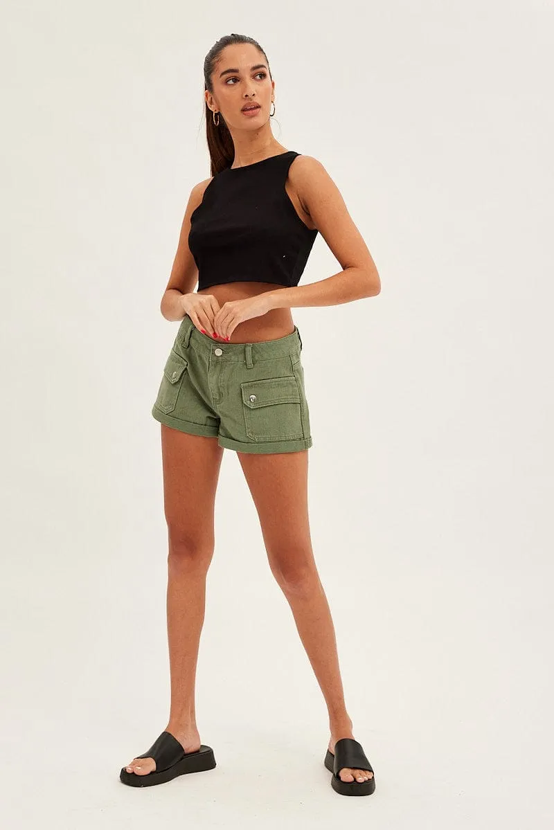 Grace Ease Black Crop Tank Top Cotton