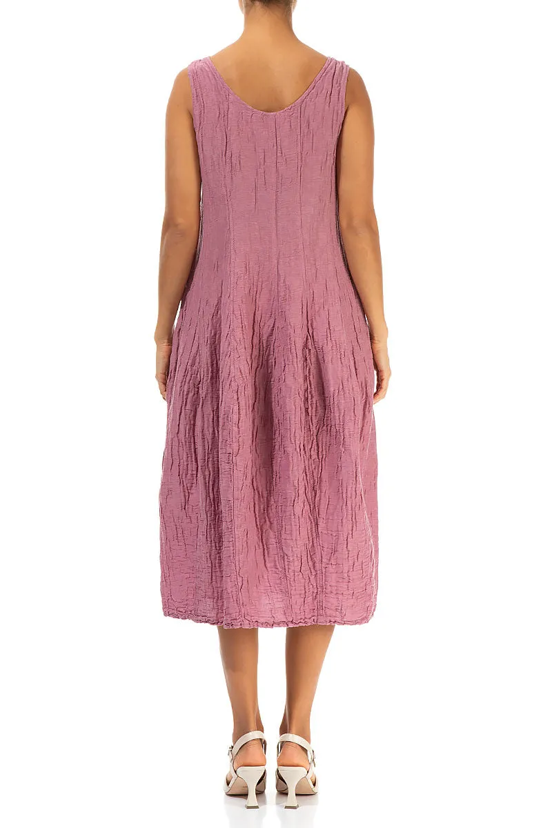 Light Core Sleeveless Balloon Crinkled Mauve Taupe Silk Linen Dress