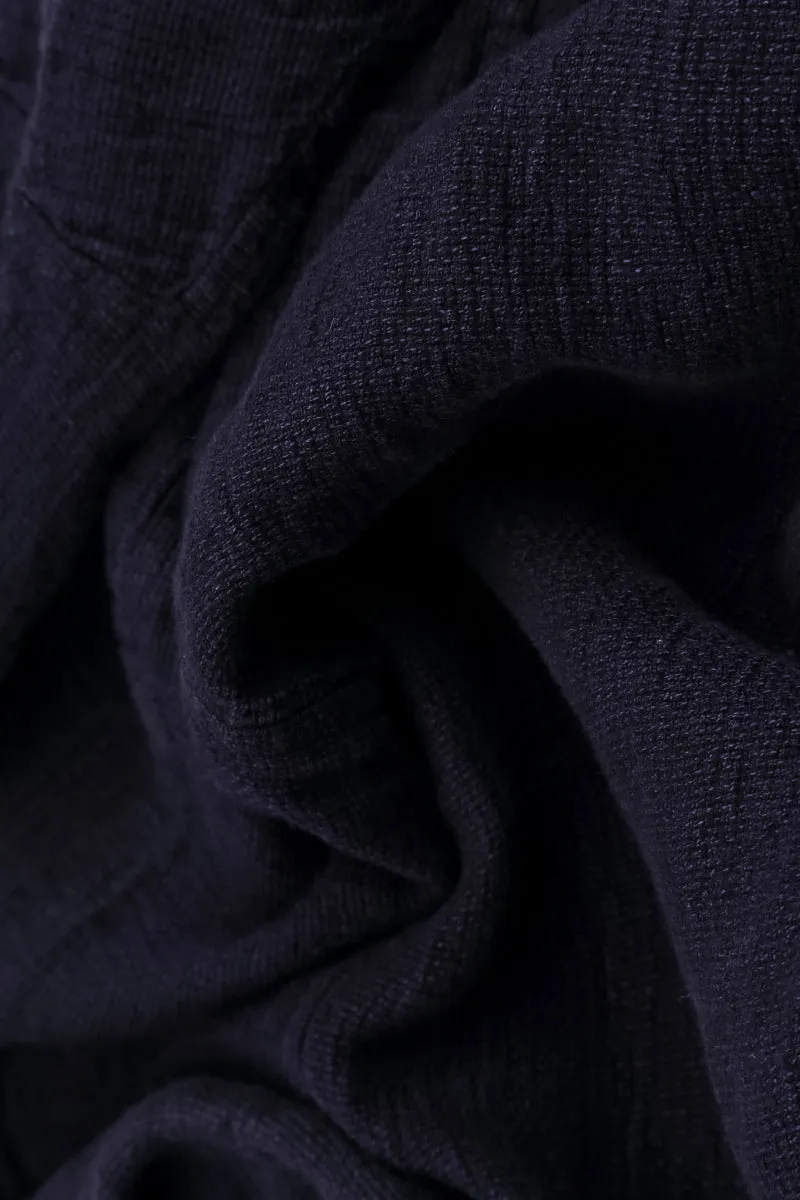 Thermal Insulation TearResistant Material Flared Buttons Royal Purple M??lange Linen Dress