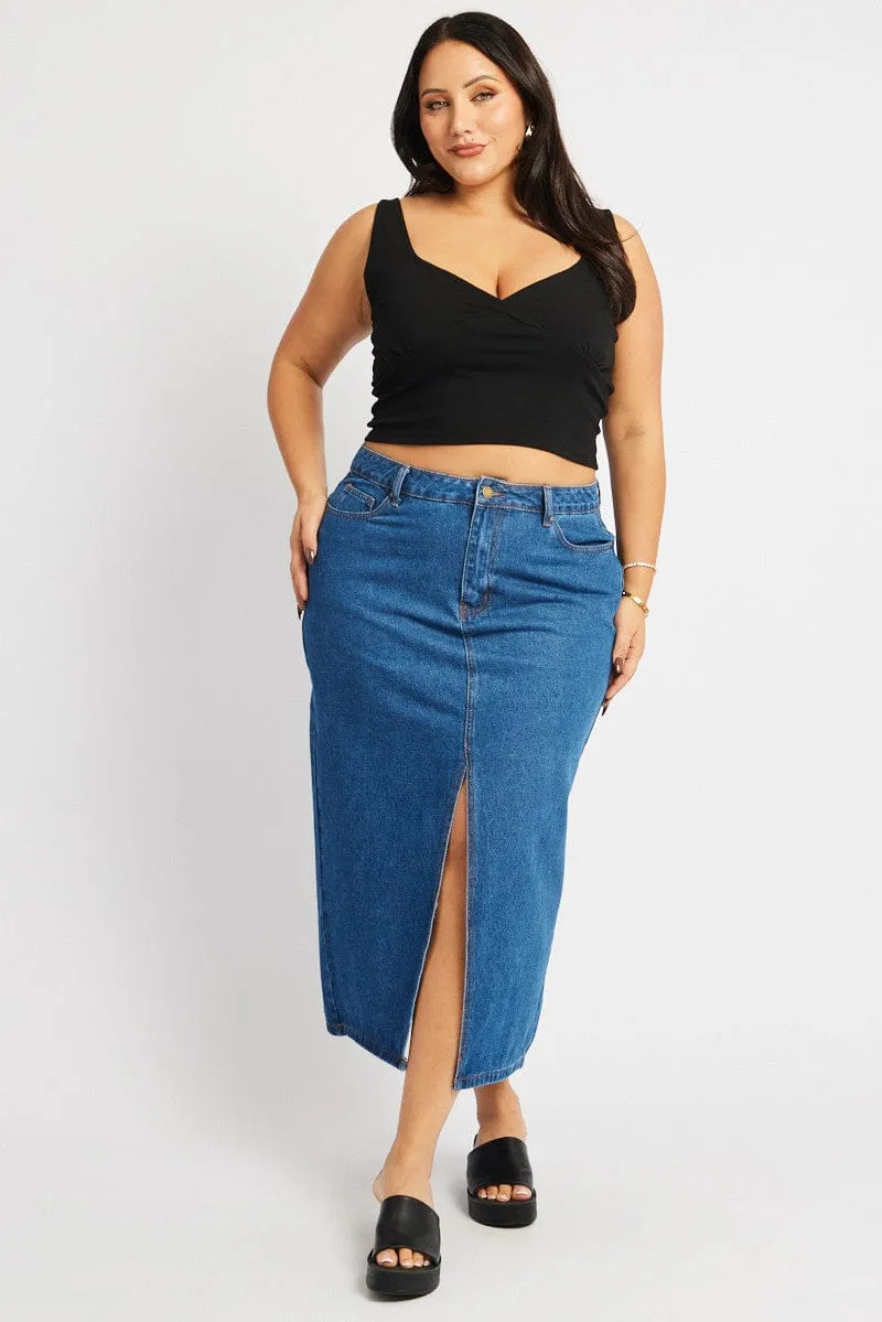 Black Tank Top V Neck Seamless Design
