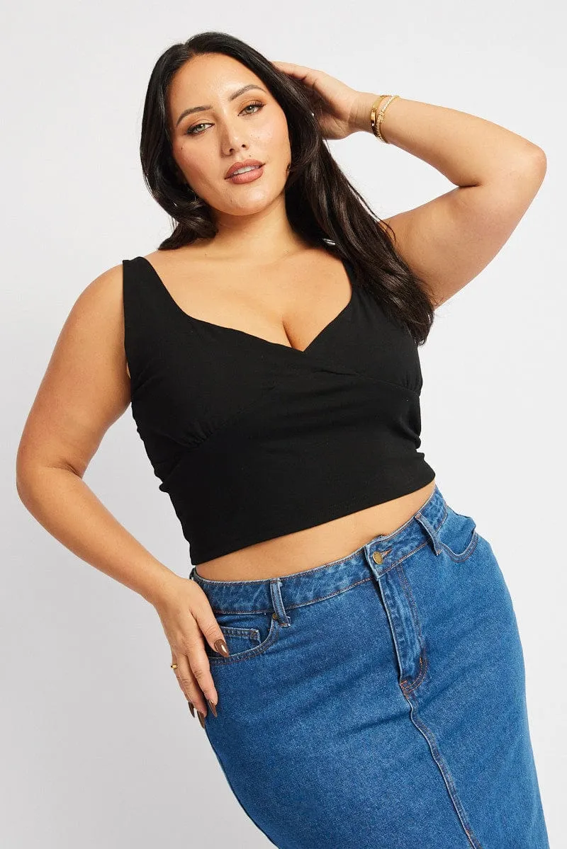Statement Wear Black Tank Top V Neck