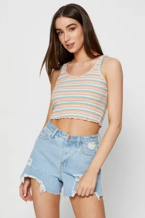 Stripe Tank Sleeveless Crop Round Neck Fantasy Mood