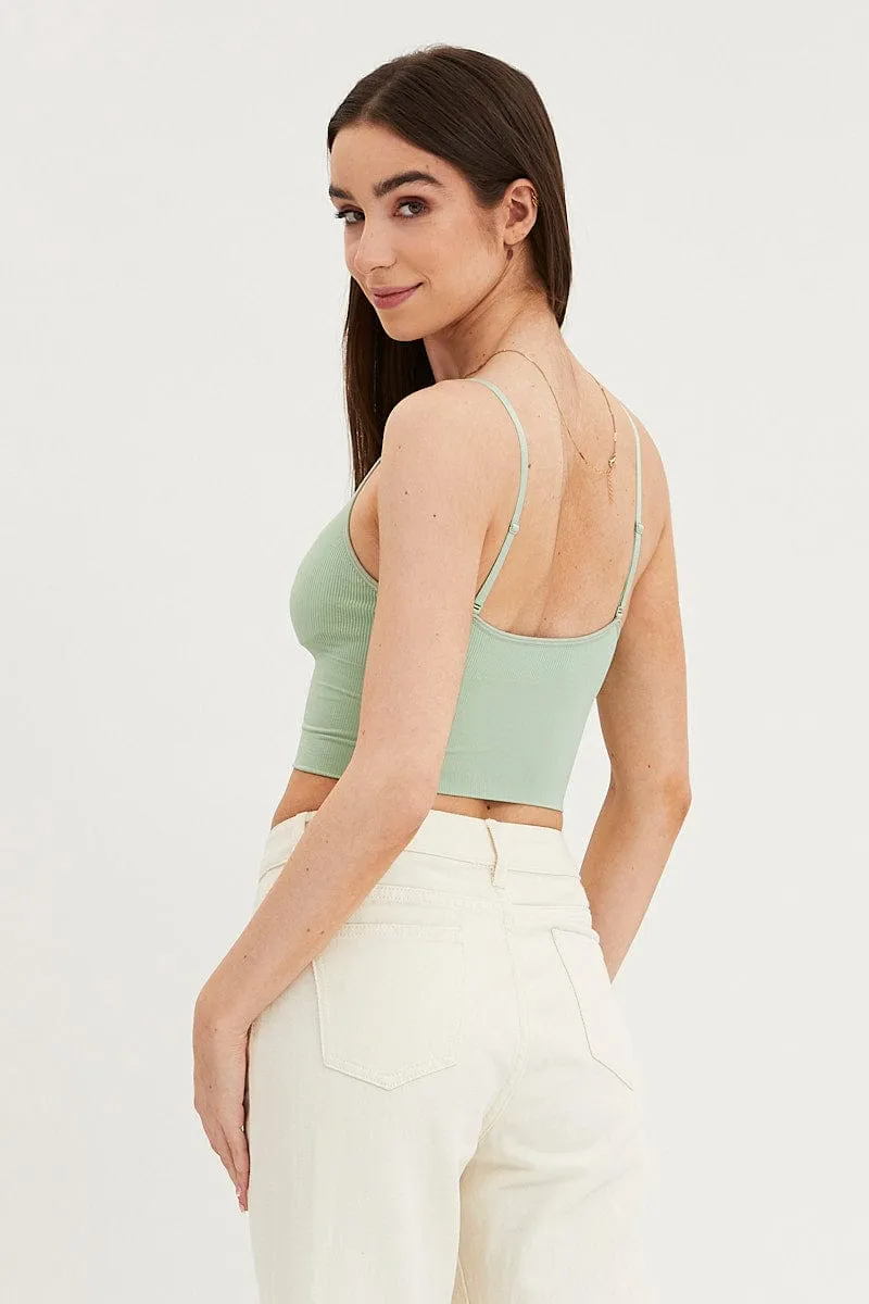 Layered Skirt Green Crop Singlet Top Seamless