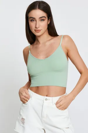 QuickReleaseClosures Green Crop Singlet Top Seamless