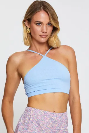 Blue Crop Top Seamless Warm Layers