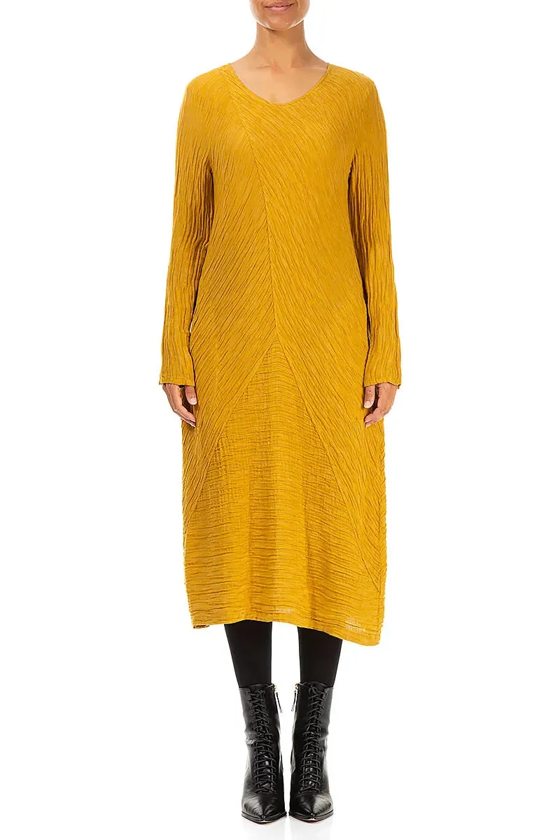 Light Pants Subtle Balloon Crinkled Amber Silk Midi Dress