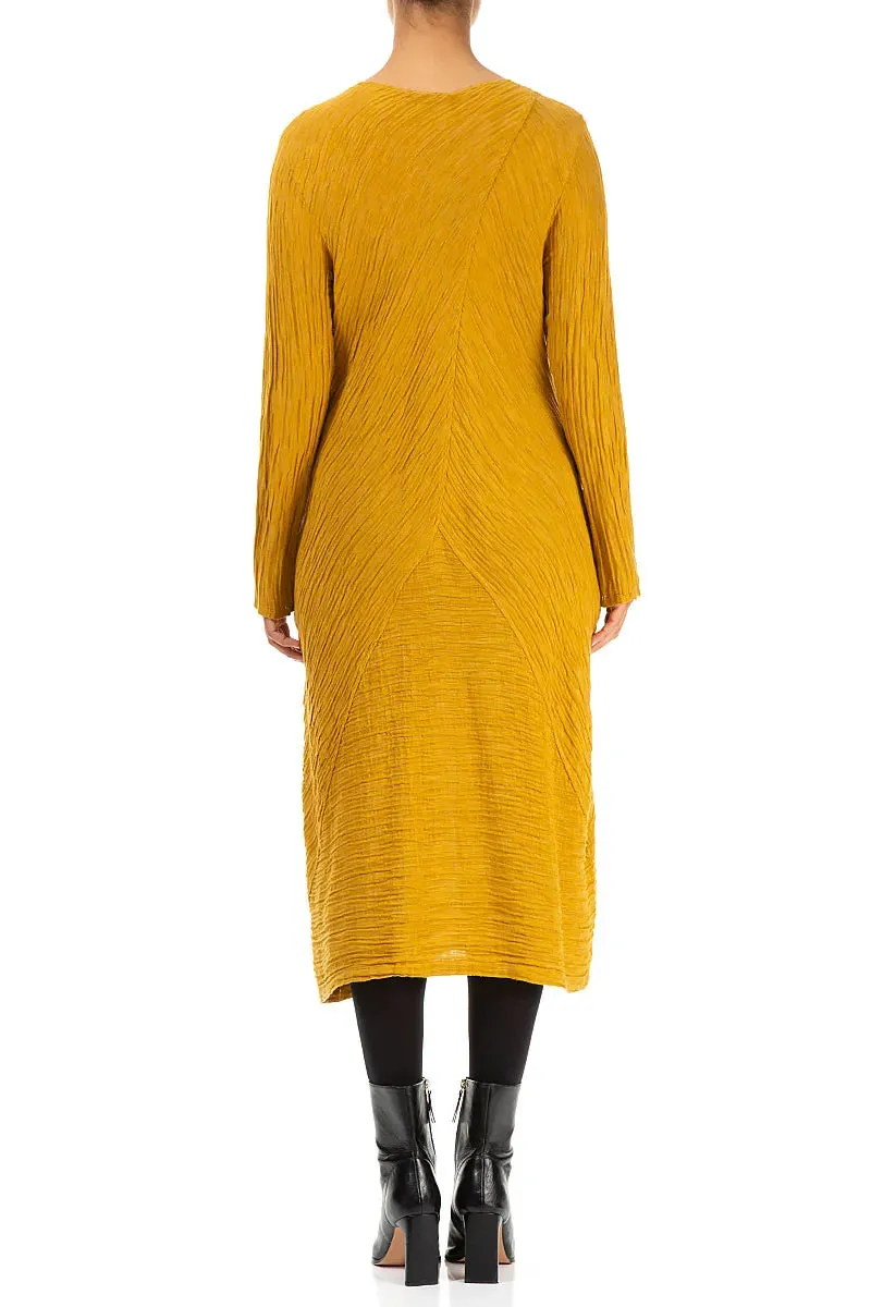 Subtle Balloon Crinkled Amber Silk Midi Dress FlatlockSeaming Insulated Jacket