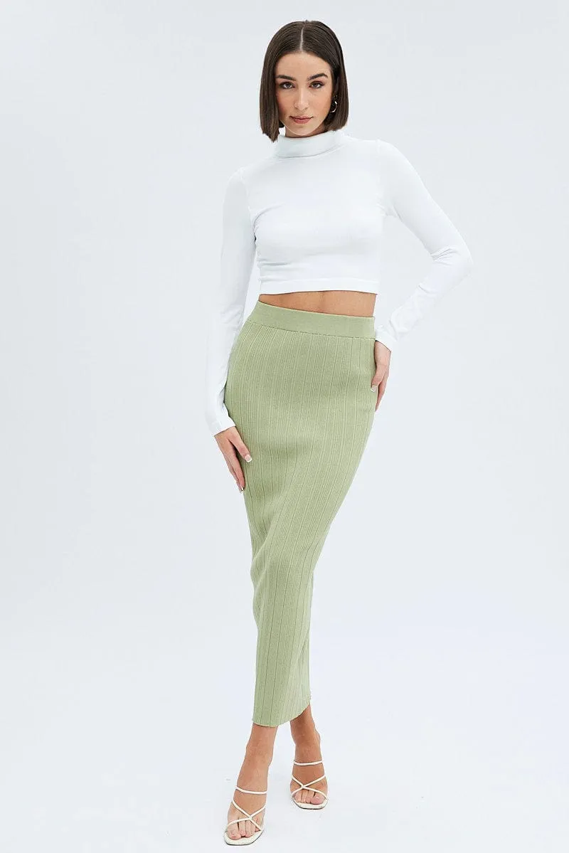 Pure Fit Wide Glow White Top Long sleeve Roll up neck Seamless