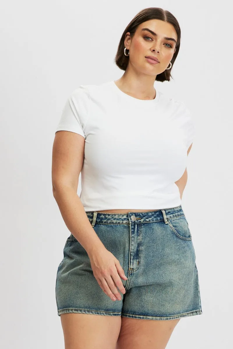Winter Layer Denim Relaxed Shorts High Rise