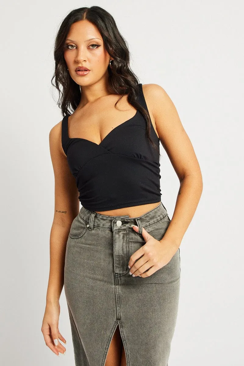 Black Tank Top V Neck Supersoft MatteFinishTexture Relax Vibe