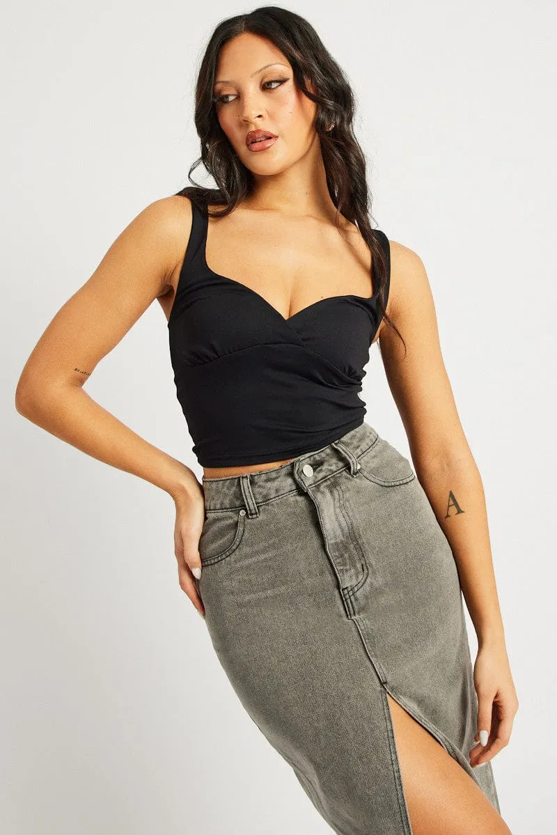 Black Tank Top V Neck Supersoft clean design Warm Fashion